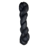 Skein of mohair silk yarn hand-dyed in Wyoming in the color black