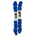 Mini Skeins of Hand Dyed yarn in the color bright blue