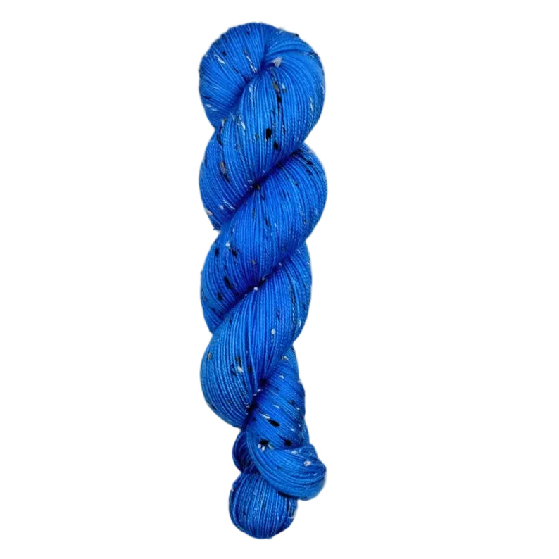 Skein of hand dyed BFL Tweed Yarn color blue