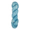A skein of hand-dyed fingering/sock yarn color light grey white blue 