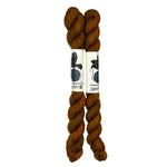 Mini Skeins of Hand Dyed yarn in the color burnt brown orange