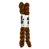 Mini Skeins of Hand Dyed yarn in the color burnt brown orange