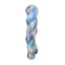 A twisted skein of variegated mohair yarn with soft pastel blue, white, pink, and purple flecks
