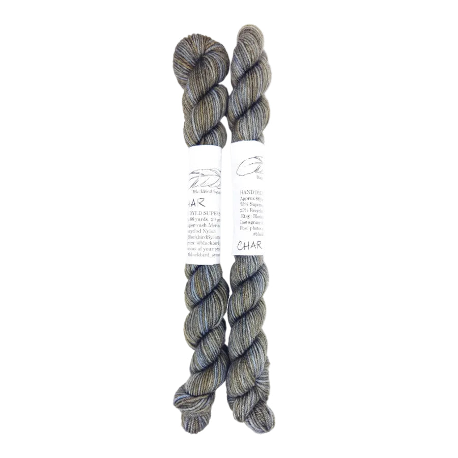 Blackbird Sycamore Fingering Mini Skein color gray and brown
