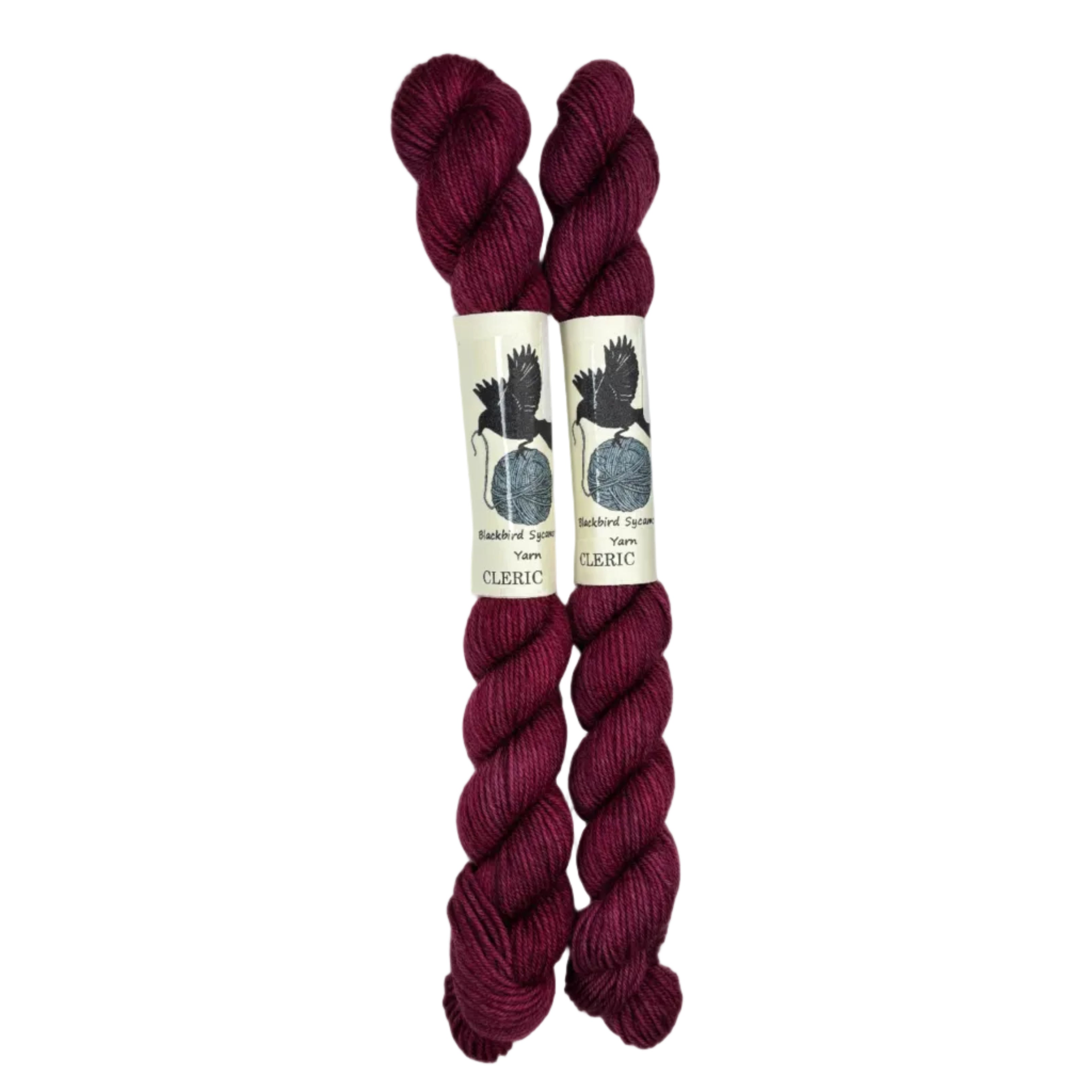 Mini Skeins of Hand Dyed yarn in the color deep burgundy