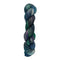 A skein of hand-dyed fingering/sock yarn color blue teal green purple grey