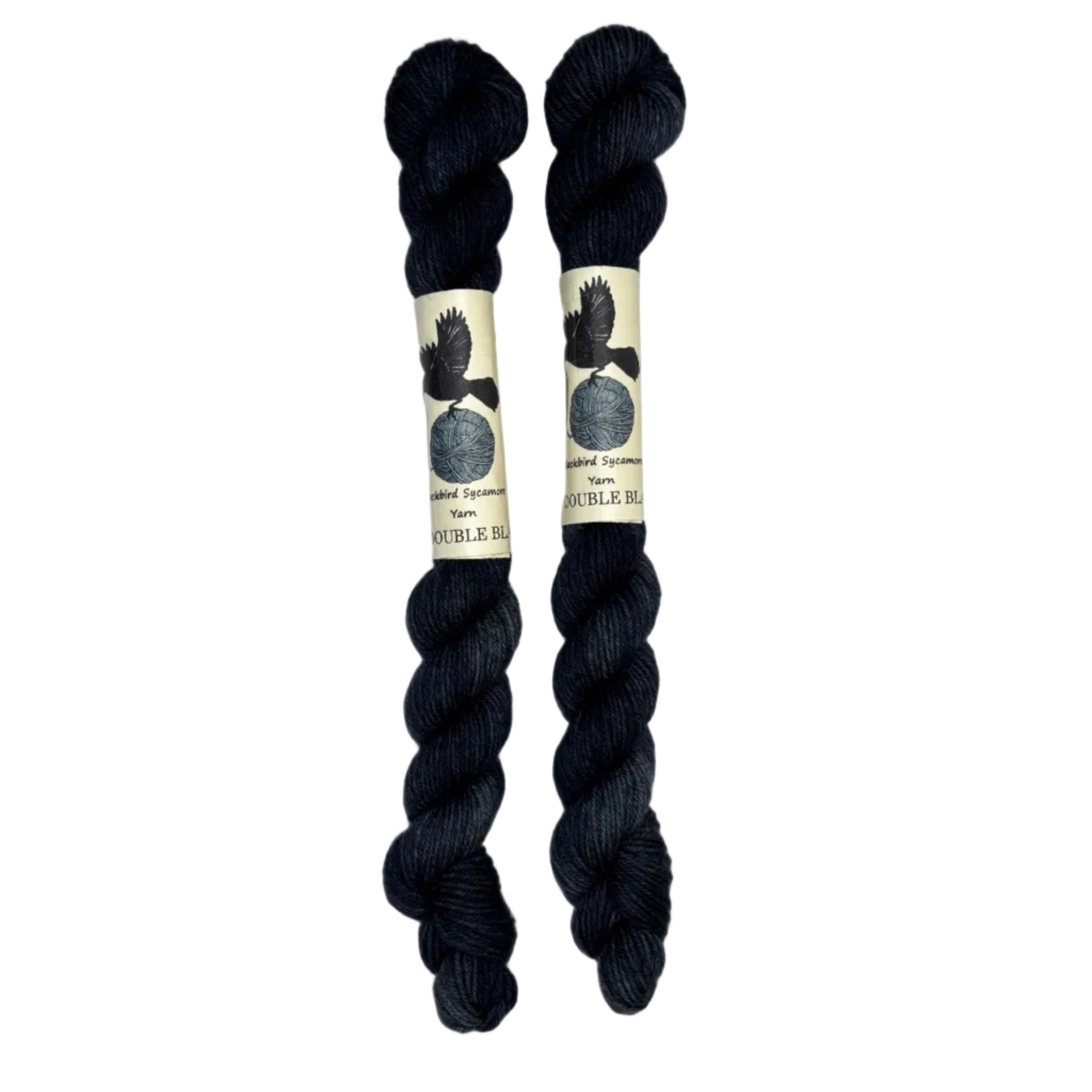 Mini skeins of hand dyed fingering weight yarn in the color black