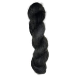Skein of hand dyed mohair silk in the color black