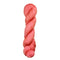 A skein of hand-dyed fingering/sock yarn color salmon pink