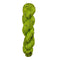 Green skein of yarn on a wooden surface