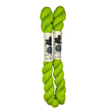 Mini Skeins of Hand Dyed yarn in the color bright green