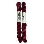 Mini Skeins of Hand Dyed yarn in the color red off white black