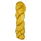 A skein of hand-dyed fingering/sock yarn color golden yellow orange speckles