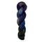 A skein of hand-dyed fingering/sock yarn color grey navy brown purple 