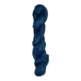 Skein of mohair silk yarn hand-dyed in Wyoming in the color blue