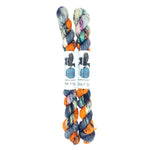 Blackbird Sycamore Fingering Mini Skein color orange grey purple teal speckles