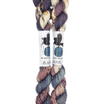 Blackbird Sycamore Fingering Mini Skein Yarn Color mauve grey white balck speckles