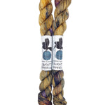 Blackbird Sycamore Fingering Mini Skein Yarn Color tan navy brown red speckles