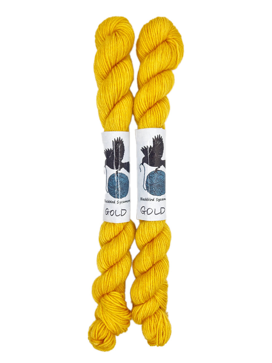 Blackbird Sycamore Fingering Mini Skein Yarn Color golden yellow