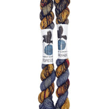 Blackbird Sycamore Fingering Mini Skein Yarn Color orange tan grey red speckles