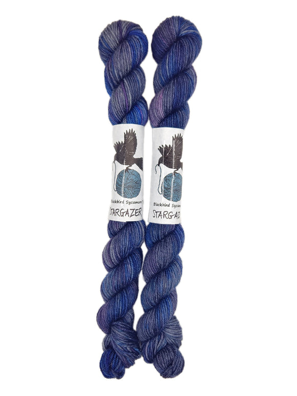 Blackbird Sycamore Fingering Mini Skein Yarn Color navy grey