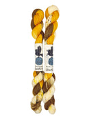 Blackbird Sycamore Fingering Mini Skein Yarn Color Gold brown white speckles