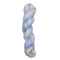 A skein of yarn with blue and white colors on a white background