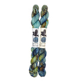 Blackbird Sycamore Fingering Mini Skein Yarn Color blue yellow brown black speckles