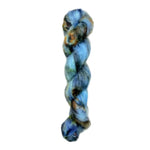 Skein of superkid mohair silk lace weight yarn color blue orange black