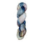 A skein of hand-dyed fingering/sock yarn color pink white blue brown speckles
