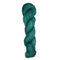 Skein of hand dyed fingering weight yarn in the color spruce green