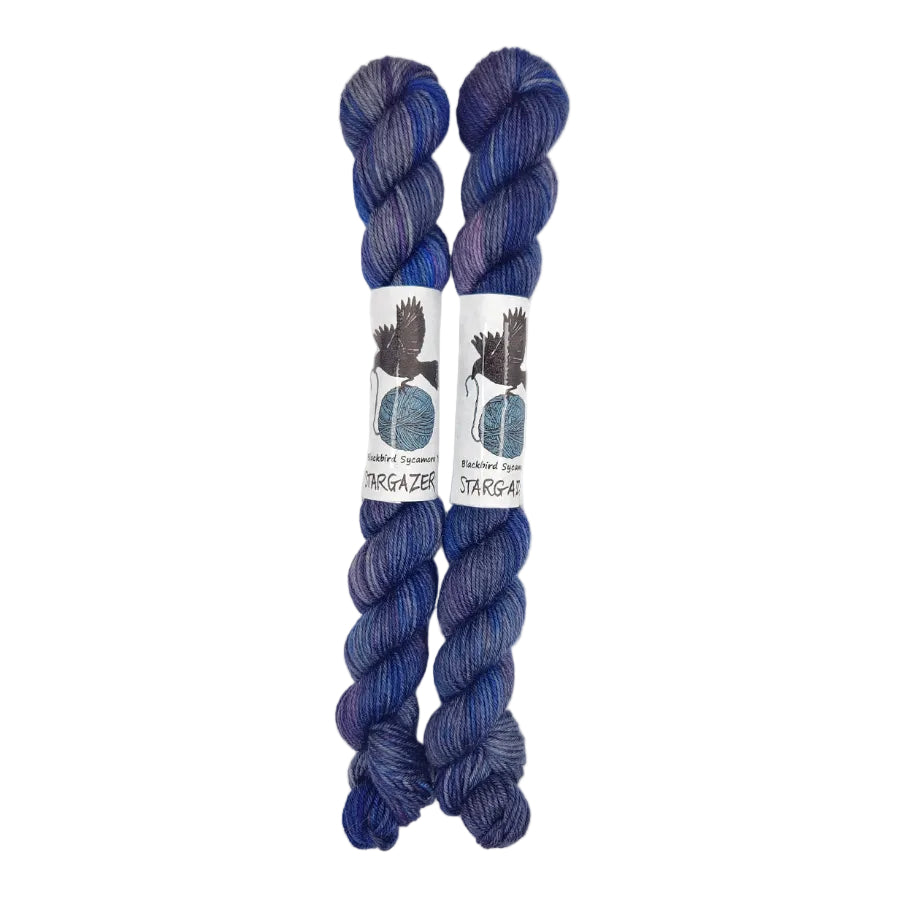 Blackbird Sycamore Fingering Mini Skein Yarn Color navy grey