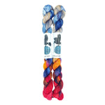 Blackbird Sycamore Fingering Mini Skein color red blue and yellow