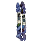 Mini Skeins of Hand Dyed yarn in the colors blue purple yellow green orange 