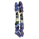Mini Skeins of Hand Dyed yarn in the colors blue purple yellow green orange 