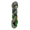 A skein of hand-dyed fingering/sock yarn color grey green  orange brown speckles