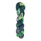 A skein of hand-dyed fingering/sock yarn color green white grey black speckles