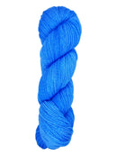 A skein of hand-dyed fingering/sock yarn color blue