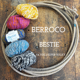 Balls of colorful yarn on a wooden surface