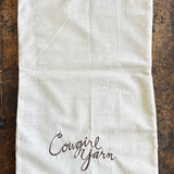 Cloth project bag with Cowgirl Yarn hand embroidered