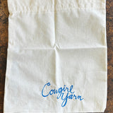 Cloth project bag with Cowgirl Yarn hand embroidered