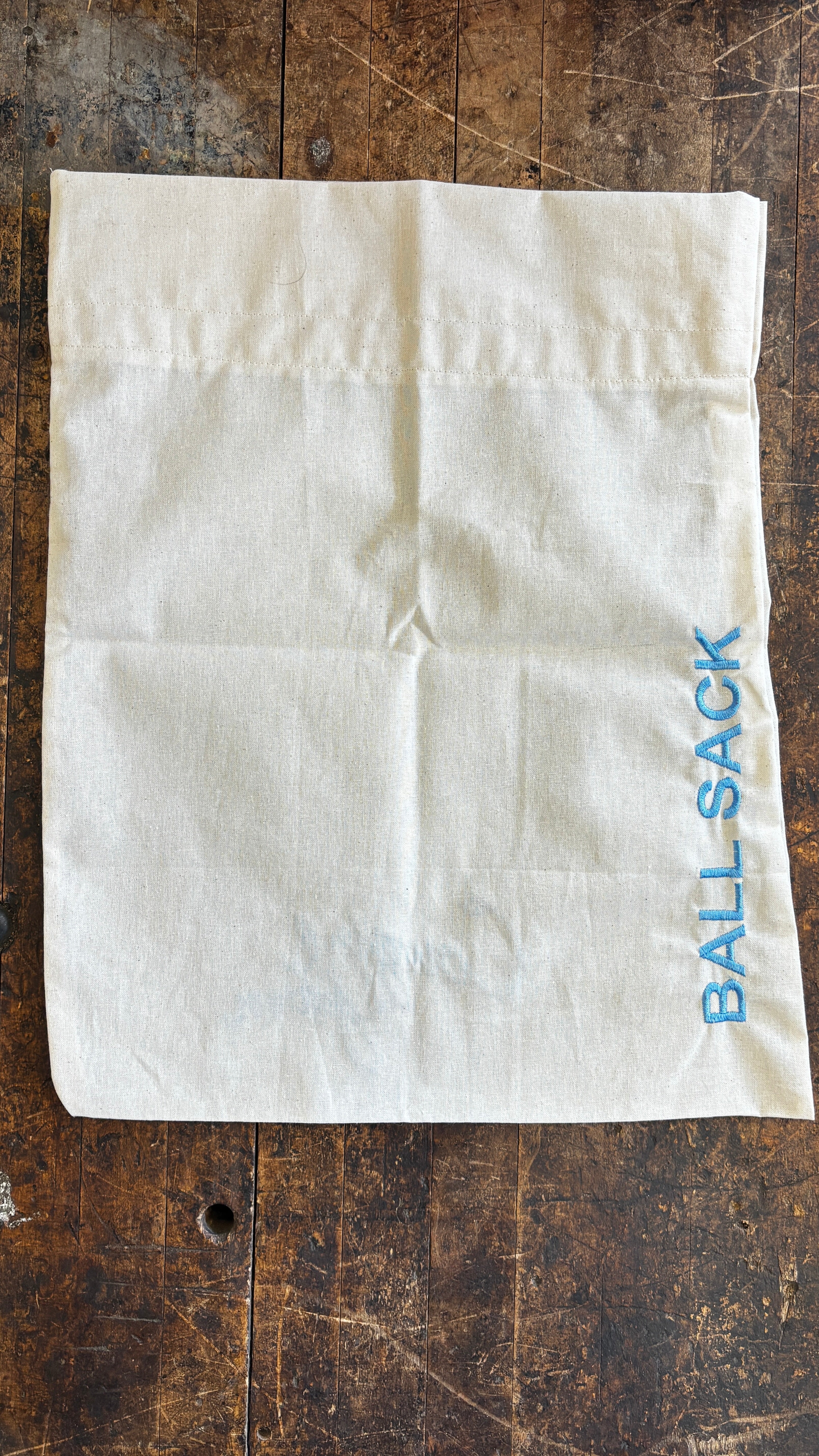 Cloth project bag with Ballsack hand embroidered