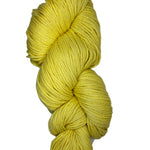 A skein of Berroco Vintage Worsted yarn color yellow