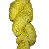 A skein of Berroco Vintage Worsted yarn color yellow
