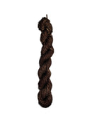 Brown skein of wool yarn on a white background