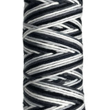 Black, Grey, White striped skein of yarn