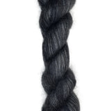 Skein of mohair silk yarn hand-dyed in Wyoming in the color black