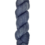 A skein of hand-dyed fingering/sock yarn color black