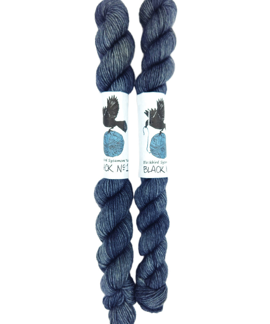 Blackbird Sycamore Fingering Mini Skein color black