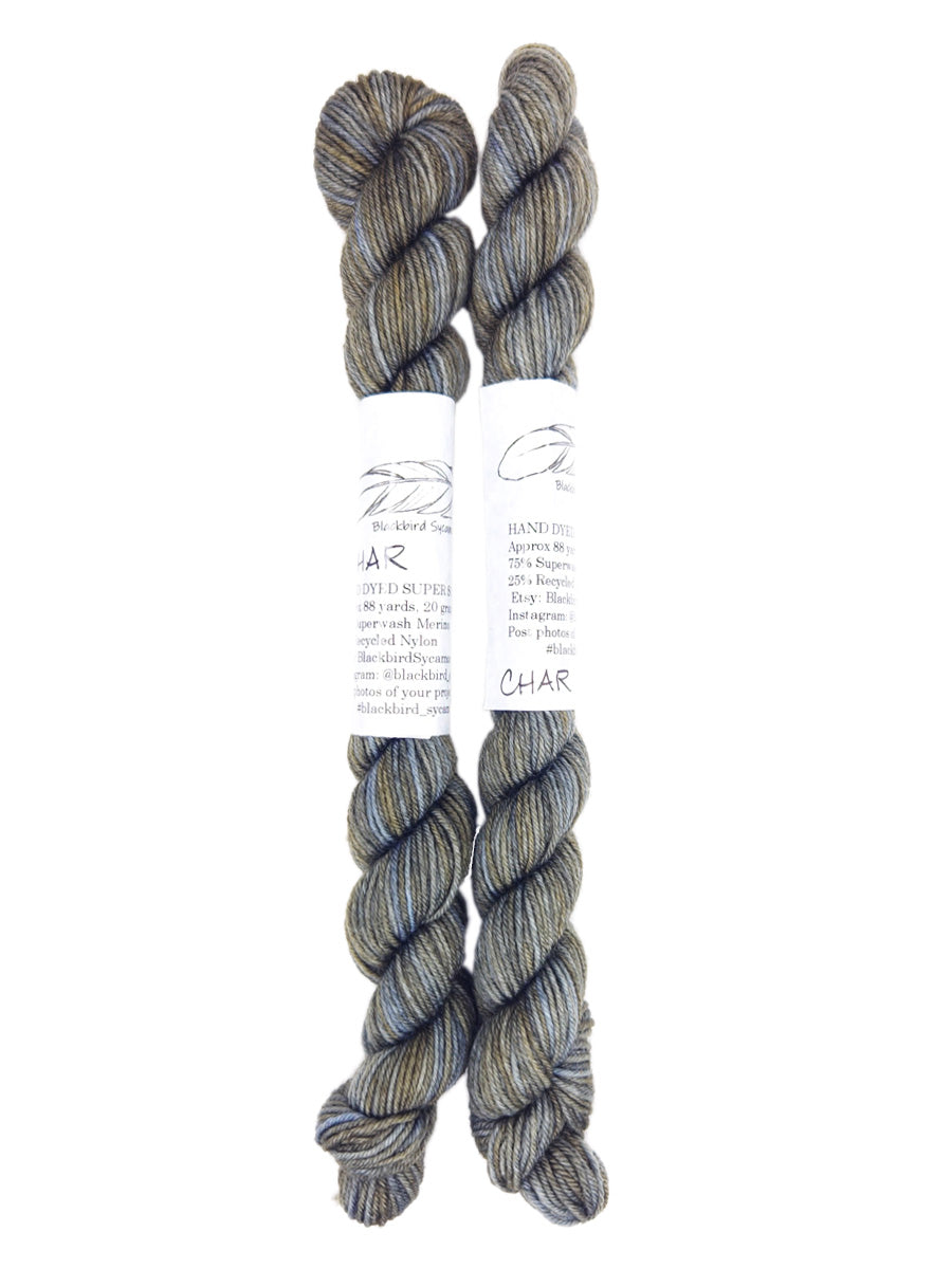 Blackbird Sycamore Fingering Mini Skein color gray and brown